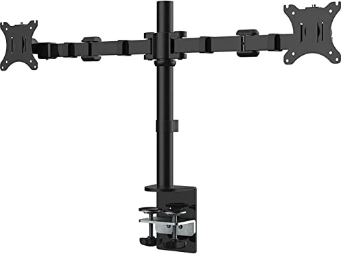 FLEXIMOUNTS D1D Vollbeweglicher Dual-Arm-Schreibtisch-Monitorständer, passend für 25,4 cm - 68,6 cm große LCD-Computer-Monitore, Klemmmontage, 10 kg Tragkraft