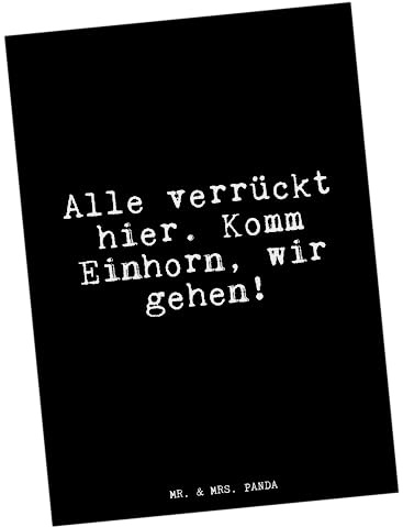 Mr. & Mrs. Panda Postkarte Alle verrückt hier. Komm... - Geschenk, Glitzern, Postkarten, Fotokarte, Sprüche, Grußkarte, witzig, Motivkarte, Spruch, Glizer Weisheiten Zitate Lustig Weisheit Worte