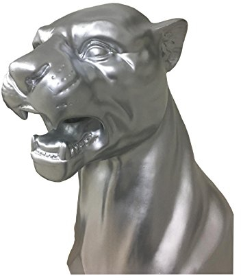 Antikes-Wohndesign Panther Berglöwe Skulptur Figur Raub Katze Puma Löwe Jaguar Tierfigur Dekofigur Silber