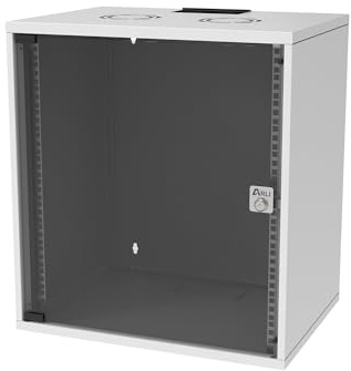 ARLI 19 Zoll Netzwerkschrank 12HE 12U Wandgehäuse – Serverschrank zur Wandmontage mit Glastür abschließbar aus Stahl Gehäuse Geräteschienen SOHO für Server Switch Patchpanel EDV Router - unmontiert