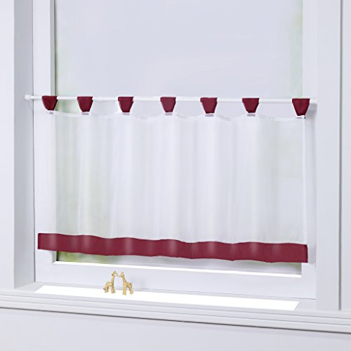Joyswahl Bistrogardine Voile Schlaufen Scheibengardine Mia Küchen Transparenter Vorhang HxB 45x120cm Winerot 1er Pack