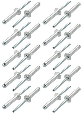 sourcing map 20Stk.Aluminum/Stahl Offenes Ende Blind Nieten 6mm x 30mm