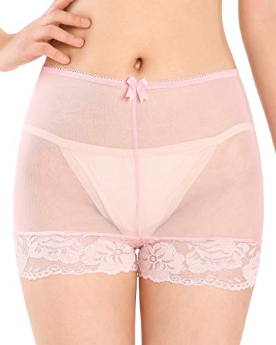 Satini Dam Nylon Tunn Fransk Knäbyxor Kalsonger Trosor (Babyrosa, L)