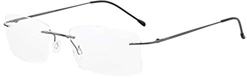 SHINU Herren MR-7 / MR-8 Linsenrahmen Titan Randlos Blaulichtbestaendig Angepasste Kurzsichtige Brille-NS1024(C1,anti blau-2.00)