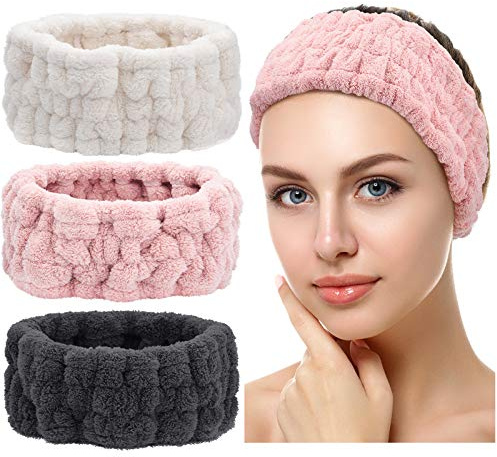 3 Stücke Spa Gesichts Stirnband zum Schminken und Waschen Gesicht Frauen Spa Yoga Sport Dusche Gesicht Stirnband Elastisch Kopfwickel für Mädchen und Frauen