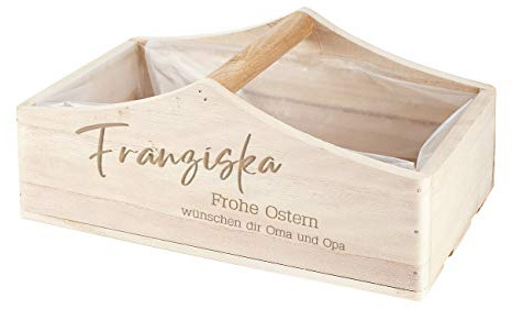 Herz & Heim® Osternest Pflanzkiste mit Gravur oder Druck - Osterkörbchen Gravur mit Freitext