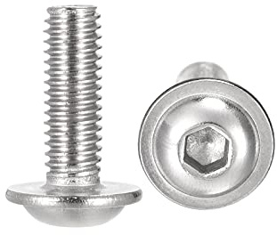 sourcing map 20 Stück Flansch Rundkopfkantschrauben, M6*18mm Sechskant Antriebsschraube, 304 Edelstahl Verschluss Bolzen, Vollgewinde Maschinenschraube