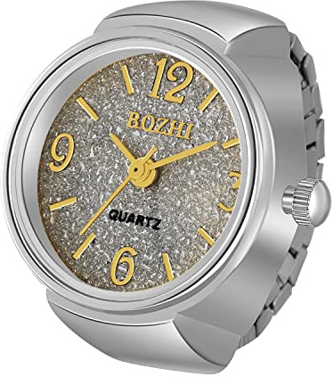 Ringuhr Avaner Fingeruhr mit rundes Farbzifferblatt Einfach Rund Fingerring Uhr Analog Quarz Elastisch Ring Uhr Uhrenring für Herren Damen