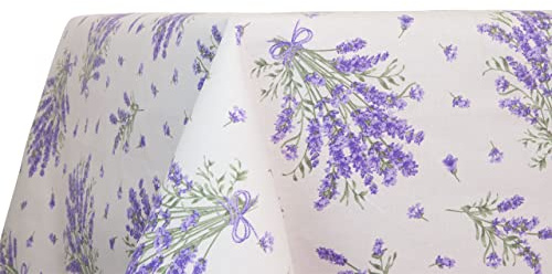 SOFFICIOSO Tovaglia Copritavolo Cucina Pranzo Puro Cotone Modello Fiori Lavanda Lilla RP 90x90 Lavanda