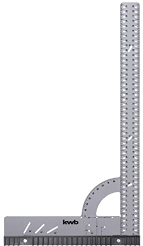 kwb Universalwinkel/Anschlagwinkel 500 mm für winkelgenaue Messungen, mit abnehmbarem Anschlag, fixe Winkelmarkierungen für 30° und 45° und div. Markierungspunkten