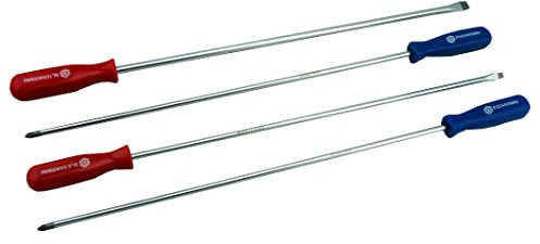 Hallmark 4pc Extra Long Screwdriver Set - Phillips (Cross Head), Pozidriv & Slotted (Flat Blade) - SDSET4XL