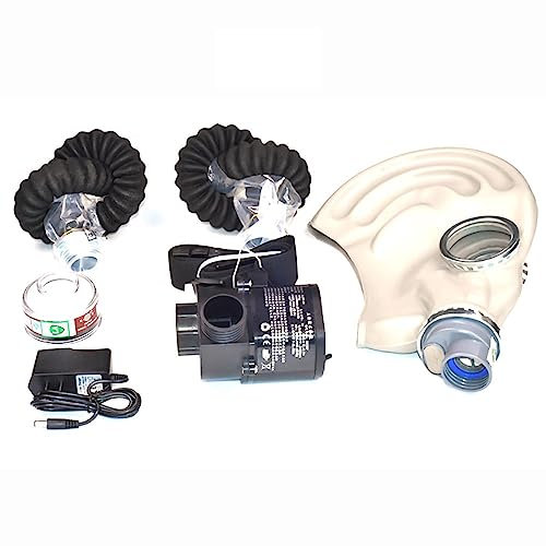 Jieotwice Maschera a Pieno Facciale Elettrica a Flusso Costante Maschera Antigas Strumento di Verniciatura Portatile Sistema Respiratorio a Casco per Saldatura(SET D)