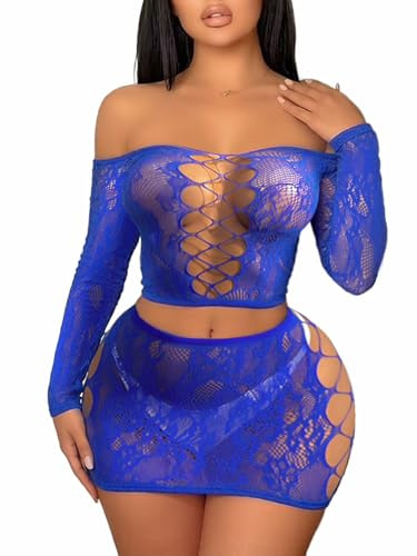 Buitifo Women Lingerie Set BabyDoll Bodysuit Nightwear | 2 Piece Cute Pajamas Set, Mini Top Mesh Dress Bikini Covers Going Out Outifts,skirt and top sets women party