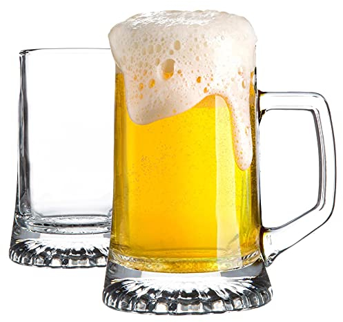 Bormioli Rocco 2x Stern Tankard 510ml Glass Beer Mugs - Classic German Style Pale Ale Stein/Tankard - 510ml