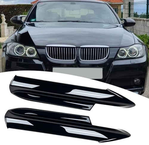 Donkivvy Set mit 2 vorderen Stoßstangen-Verkleidungen für BMW 3er E90 E91 2005–2008, Schwarz, Kunststoff, Kohlefaser (Film/Lack)