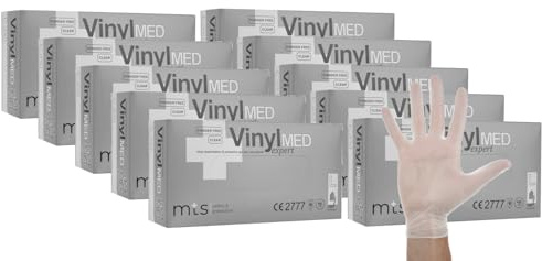 MTS Safety & Protection Einweghandschuhe M - 1000 Stück/Box Vinylhandschuhe Transparenz - Einmalhandschuhe Puderfreie Handschuhe Diagnose Vinyl Handschuhe Einweg Gloves (M, 1000 Stück)