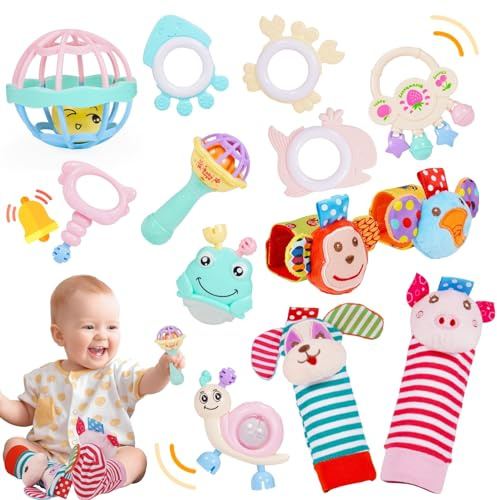 Tsokize Jouet Bebe 0 3 6 9 Mois, Hochet Bebe 0-6-9 Mois Jeux Eveil Bebe 0-6-9 Mois Jouet Dentition Bébé Cadeau 0-6-9 Mois Fille Garçon Jeux Bebe 0-6 Mois Jouet Nouveau Né Garçon Fille Montessori Jeux