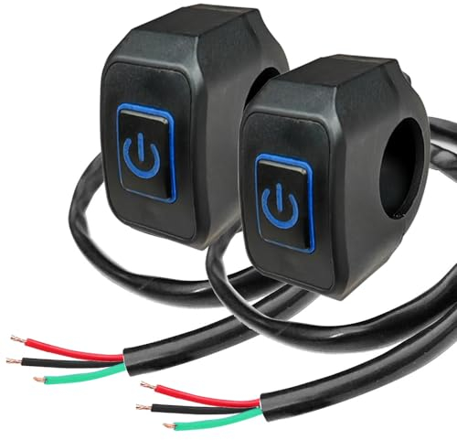 Gebildet IP65 impermeable 0.866 in 7/8 Interruptores de Faros de Manillar, Faros Antiniebla, Interruptor de Manillar, para Motocicletas, Bicicletas Eléctricas, Vehículos todo Terreno (LED azul)