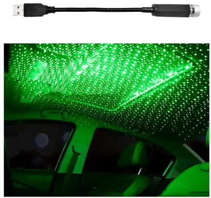 Suvnie USB Projector Night Light, Highlighted Car Roof Light, Auto Interior LED Romantic Atmosphere Light, Adjustable Night Lamp for Bedroom Party, Universal Decor Car Accessories (Green)