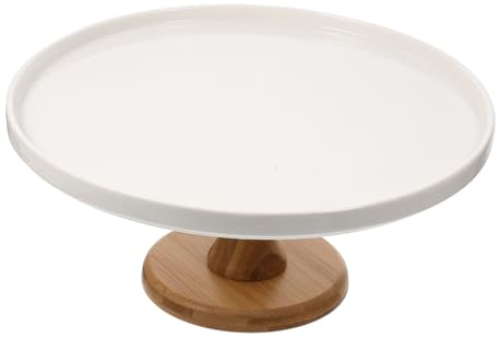 FUNOMOCYA Alzata per Dolci in Ceramica Supporto Cupcake Versatile ed Elegante con Piedistallo in Legno per Pasticceria e Decorazioni la Casa