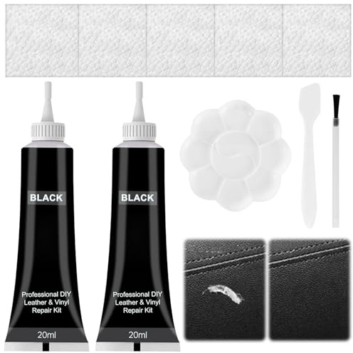 GAROMIA Leder Reparatur Set 2 Lederreparatur Creme Lederbalsam Leder-Restaurator Lederreparaturset Lederkratzern Reparatur Sofas Schuhe Autositze Jacke Schwarz