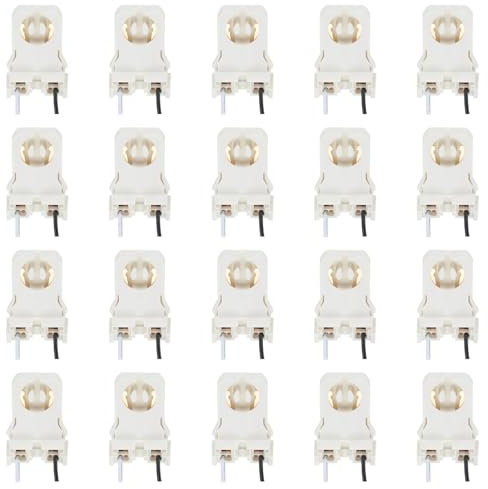 PATIKIL T8 Lamp Holder, 30pcs Non-shunted Tombstone Light Socket G13 Base with Wires for LED Integrated Fluorescent Tube Replacements, White