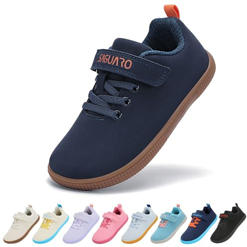 SAGUARO Zapatillas descalzas para niños, zapatillas al aire libre, zapatillas de interior de ancho para niños, talla 25-36, azul marino, 28 EU
