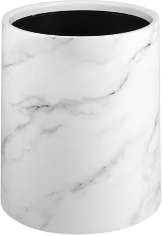 Luxshiny Marble Bathroom Trash Can Runde Form Deckellos Stilvoller Abfalleimer Für Wohnzimmer Büro Badezimmer Robuste Struktur Modernes Design Für Wohnkultur
