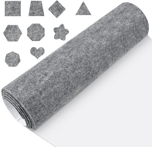 HEKOBAG Feltro Adesivo Rotolo, 40cmx200cm Rotolo Feltro Autoadesivo Feltrini Adesivi per Mobili Feltrini per Tavoli Quadrati 2mm, Antiscivolo, Può Essere Tagliato in Qualsiasi Forma (Grigio)