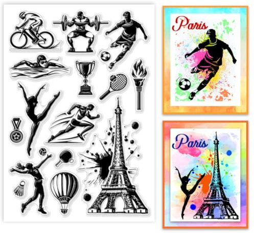 PH PandaHall Trophy Clear Stamps, Sport Gummistempel Turm-Silikonstempel Trophäen-Stempel für Kartenherstellung Fotoalbum Dekoration und DIY Scrapbooking, 21x14.8cm