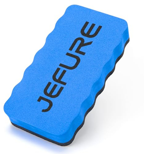 JEFURE Cancellino Lavagna 1 Pezzo, Cancellino Magnetico Blu Magnetica, Cancellino Lavagna Bianca per il Lavaggio a Secco su Molte Superfici, Cancellino Magnetico per Lavagne e Vetro