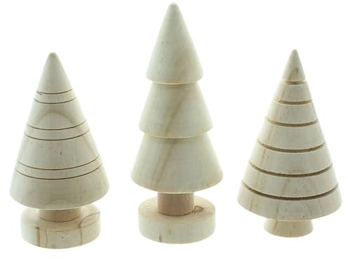 Bäumchen Holz, 3er Set, naturbelassen, gedrechselt Maße: Höhe 10 cm, 12 cm, FRANK FLECHTWAREN