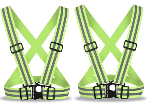 2*Gilet Catarifrangente ad Alta visibilità - per Uomo e Donna - con Tasca - Leggero - Giubotto per Running, Bici, Caccia