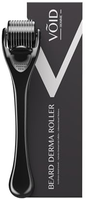 VOID Homme Derma Roller - Rouleau à barbe professionnel microneedling avec 540 aiguilles en titane de 0,5 mm - Stimule la croissance des cheveux et la production de collagène - Cible les rides