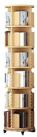 YTGHBIML Bücherturm Freistehend Stehendes Bücherregal aus Holz, um 360° drehbares Bücherregal mit Rollen, rollendes Bücherregal, 2/3/4/5/6 Etagen, Bücherregal für zu Hause perfekte Darstellung