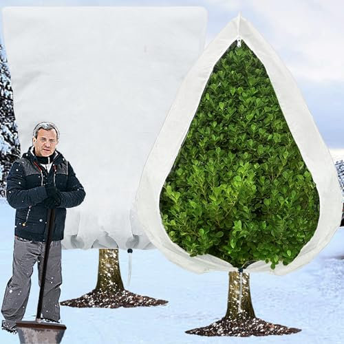 2 Pcs Winter Plant Covers Freeze Protection 200x240cm 80gsm,Reusable Outdoor Plant Warming Jacket with Zipper Drawstring,Garden Fleece Bags Frost Cloth Blanket for Fruit Tree Potted Shrub Protector