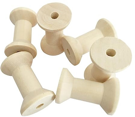 TEHAUX 20 Stück 4 cm Mini-garnspulen Aus Holz Leere Rollen Zum Basteln Leerer Drahtspulenhalter Zum Nähen Zum Organisieren Von Garnrollen