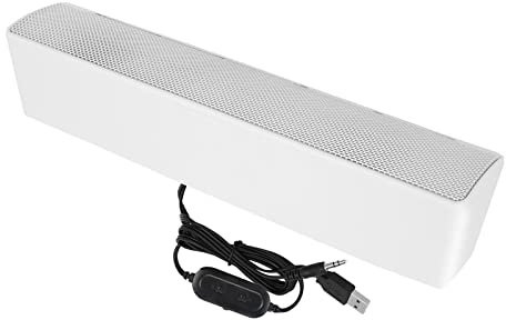 Aumotop USB Wired Stereo Soundbar Music Player Bass Surround Sound Box 3.5mm Input PC Cellphones Black V196 (White)