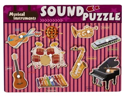 Puzzle sonoro di strumenti musicali,Puzzle sonori in legno | Puzzle musicale in legno sonoro per tutti i piccoli - Tabella di puzzle di strumenti prescolari per casa, scuola e asilo