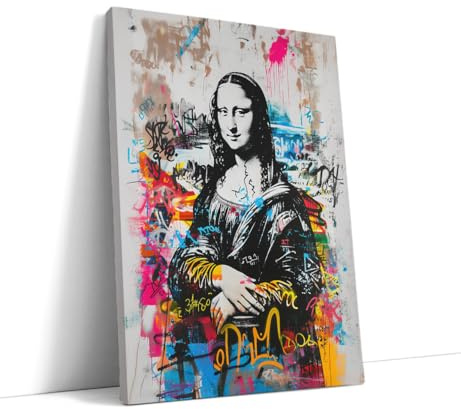 AKINDA Art Gallery – Modernes Wandbild 30 x 40 cm – Mona Lisa Pop Art – Buntes Graffiti – Kreative Malerei – Modernes Wohnzimmerbild – Graffiti-Stil – Geschenkidee für Hausdekoration