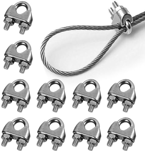 10 Stück drahtseilklemme 8mm,edelstahl drahtseil,U bolzen seilklemme stahlseil,drahtseil clip,seil bügelseilklemme,seilklemmen,drahtseilklemmen,tauwerkklemme für wäscheleine markise stahldraht fixiert