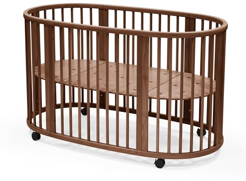Stokke Sleepi Bett V3, Warm Brown – für 0-5-Jährige geeignet – verstellbar, stylish & flexibel – Stabiler Rahmen aus Buchenholz