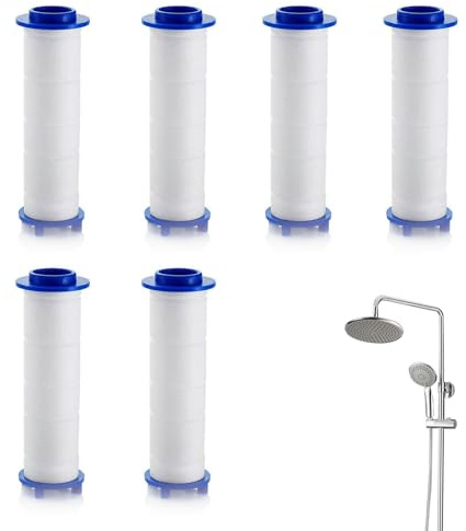 Lot de 6 filtres pour pommeau de douche - 9,5 x 2 cm - Filtre universel pour pommeau de douche Cobbe - Filtre de rechange Afina - Type de pluie - Élément filtrant en coton PP