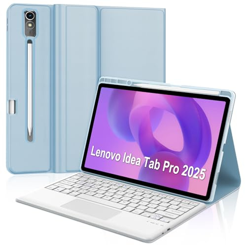 FOGARI Teclado con Touchpad para Lenovo Idea Tab Pro 12.7 2025, Español Ñ Teclado Bluetooth con Trackpad para Lenovo Idea Tab Pro 12.7 2025, Azul Claro