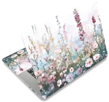 PLIGREAT Wildwill Floral Laptop Skin Autocollant Stickers Convient à 12 « 13 » 13,3 » 14 « 15 pouces Ordinateur portable Aquarelle Universel Amovible Cahier Art Protecteur PC Couverture Autocollant