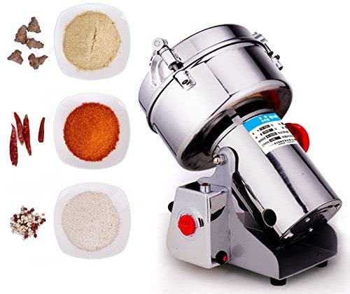 1000G Commercial Electric Grain Grinder Mill Stainless Steel Herb Grinder Swing Type High Speed Pulverizer Powder Machine with Timer 0-5 Min for Grinding Coffee Spice Beans Nuts