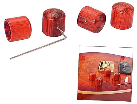HAMPPLIES 4pcs Redwood Effect Pedal Control Knobs and Wrench for Electric Guitar Effect Pedal Knobs for Guitar