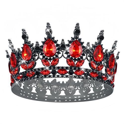 [Geschenkbox verpackt] Vintage Rund Braut Haarschmuck Diadem Krone Hochzeit Deko Damen Crown Strassstein Tiara Königin Krone Geburtstag Tortenaufleger Mädchen Prinzessin Krone Erwachsene