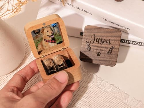 TPFOON Boîte souvenir personnalisée en fourrure d'animal de compagnie gravée, boîte commémorative personnalisée pour animal de compagnie, cadeau de condoléances pour chien et chat, hommage à la perte
