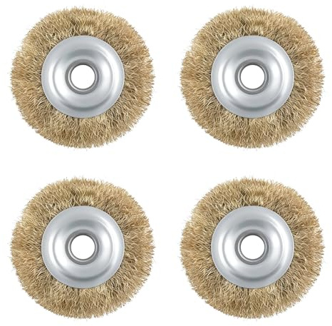 4 Pcs Wheel Brush for Ryobi Patio Cleaner, Ryobi patio cleaner wire brush，Wire Brush Replacement Heads with Arbor Hole Compatible with RAC814 RY18PCA-0 OPC1800, for Rust & Weed Cleaning (100mmx16mm)
